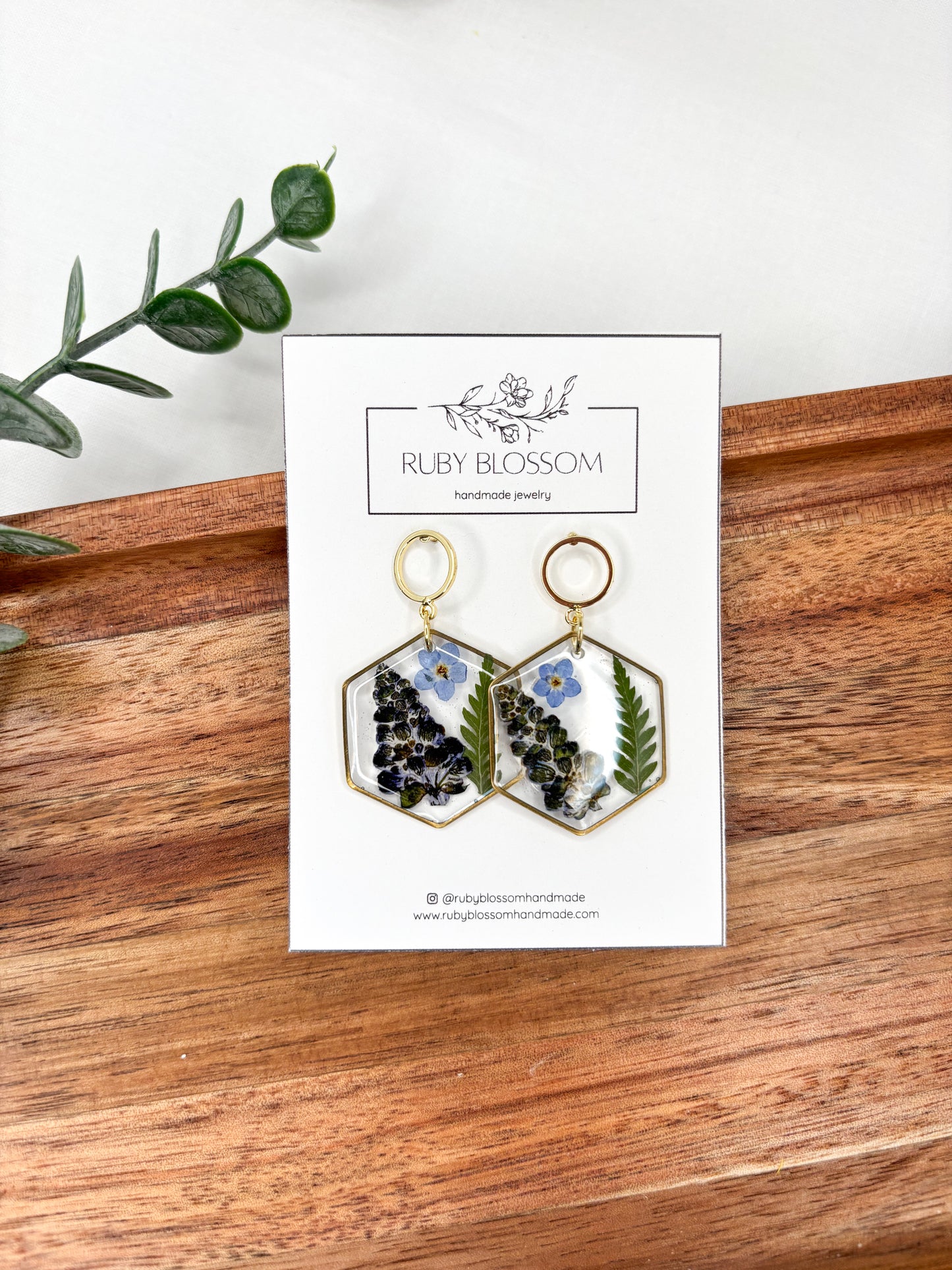 Salvia, Fern, and Forget Me Not Dangles