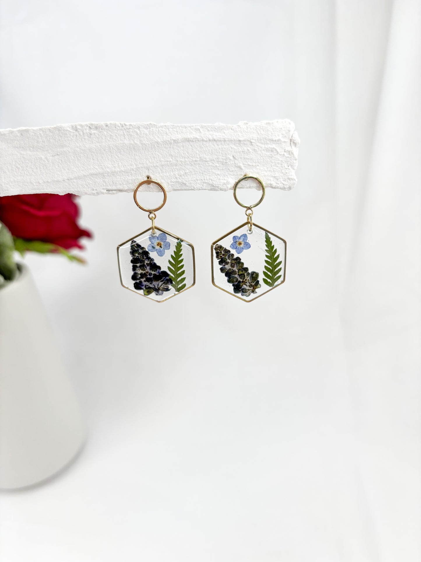 Salvia, Fern, and Forget Me Not Dangles