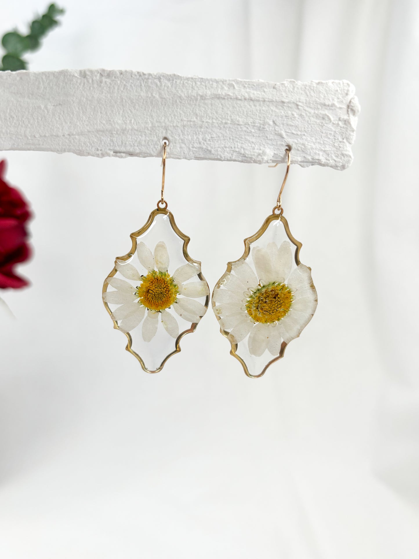 White Daisy Dangles