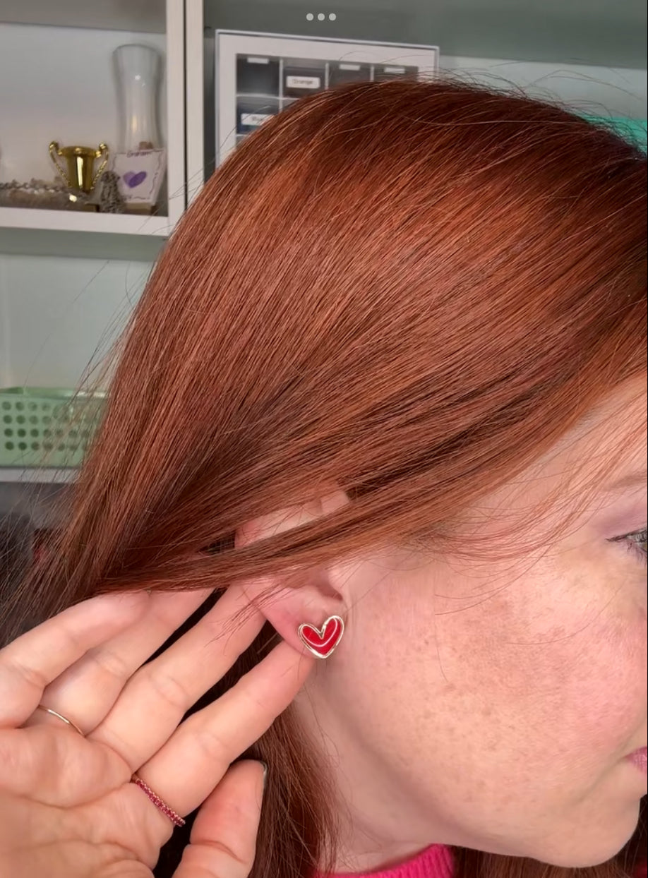 Gold heart studs (Pink, Red, or Opal)