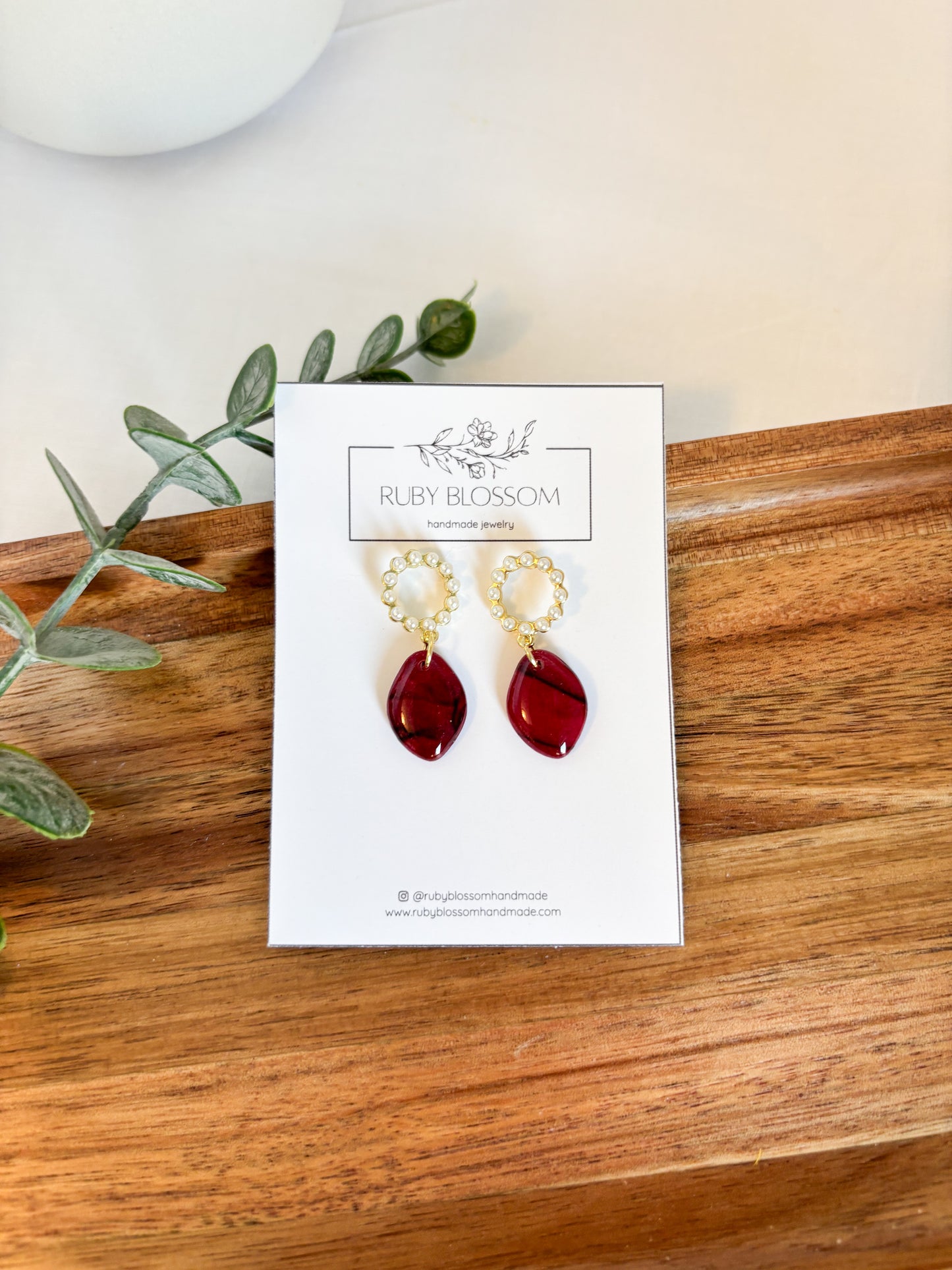 Ruby and Pearl Teardrops
