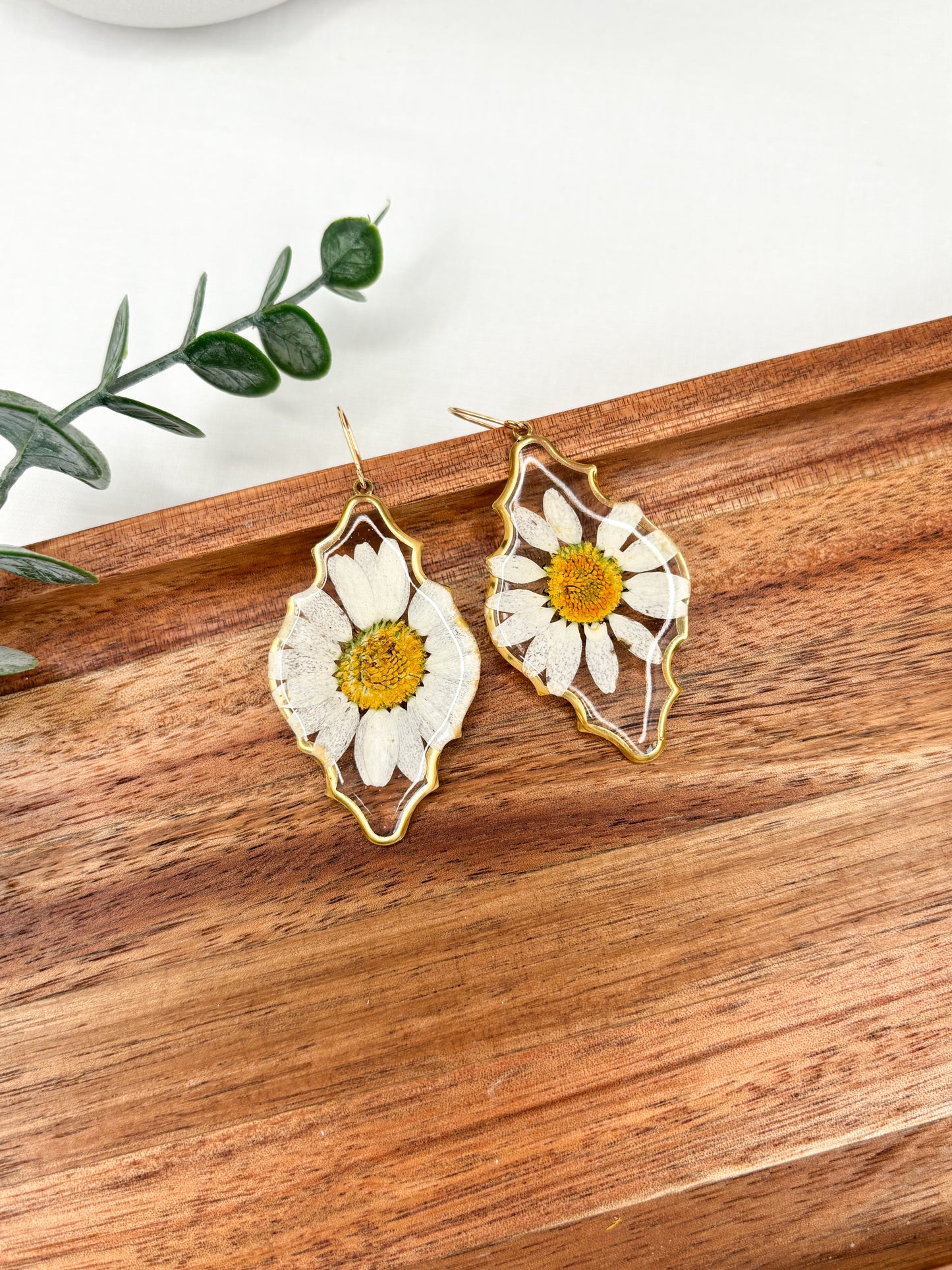 White Daisy Dangles