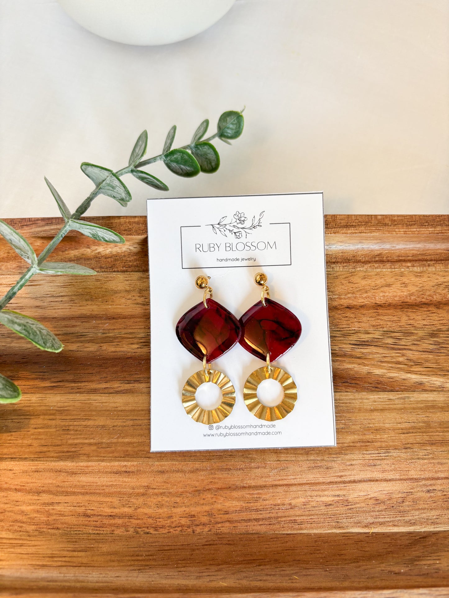 Large Ruby Modern Dangle