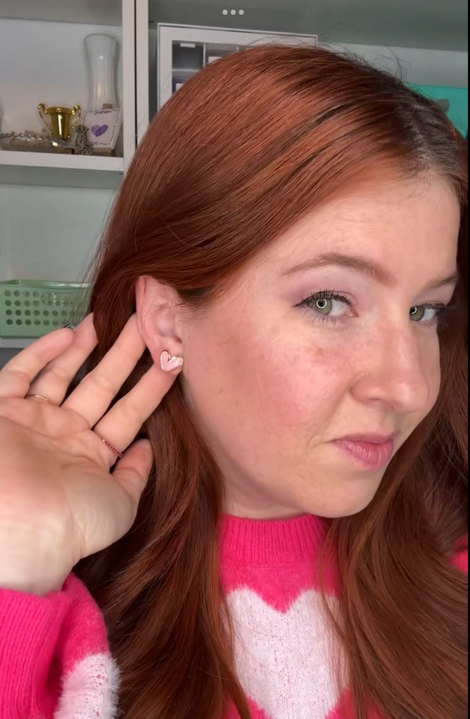 Gold heart studs (Pink, Red, or Opal)