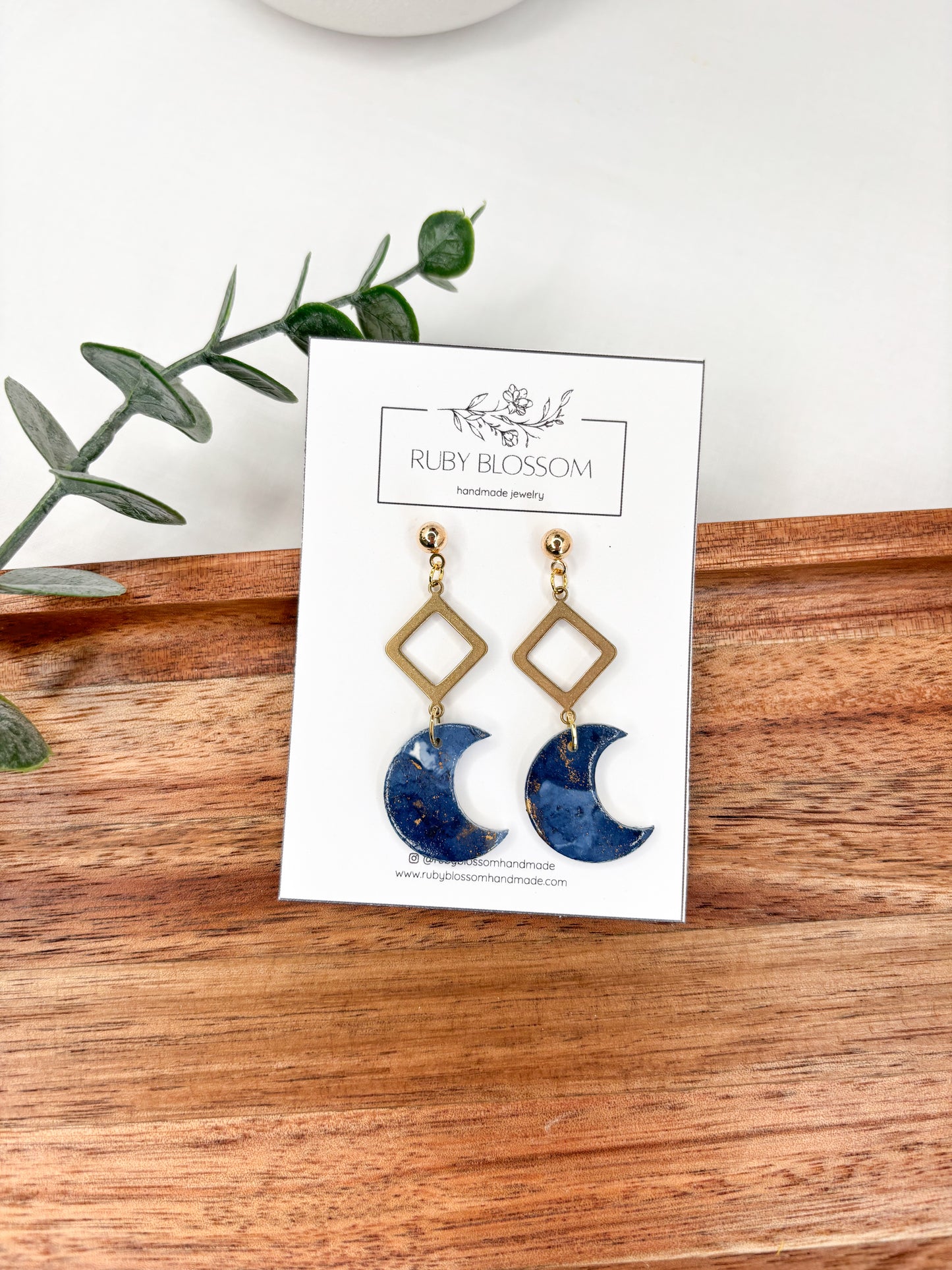 Navy Blue Moon Dangles