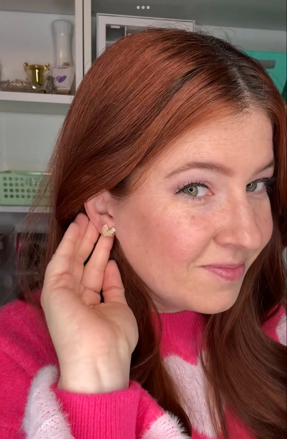Gold heart studs (Pink, Red, or Opal)