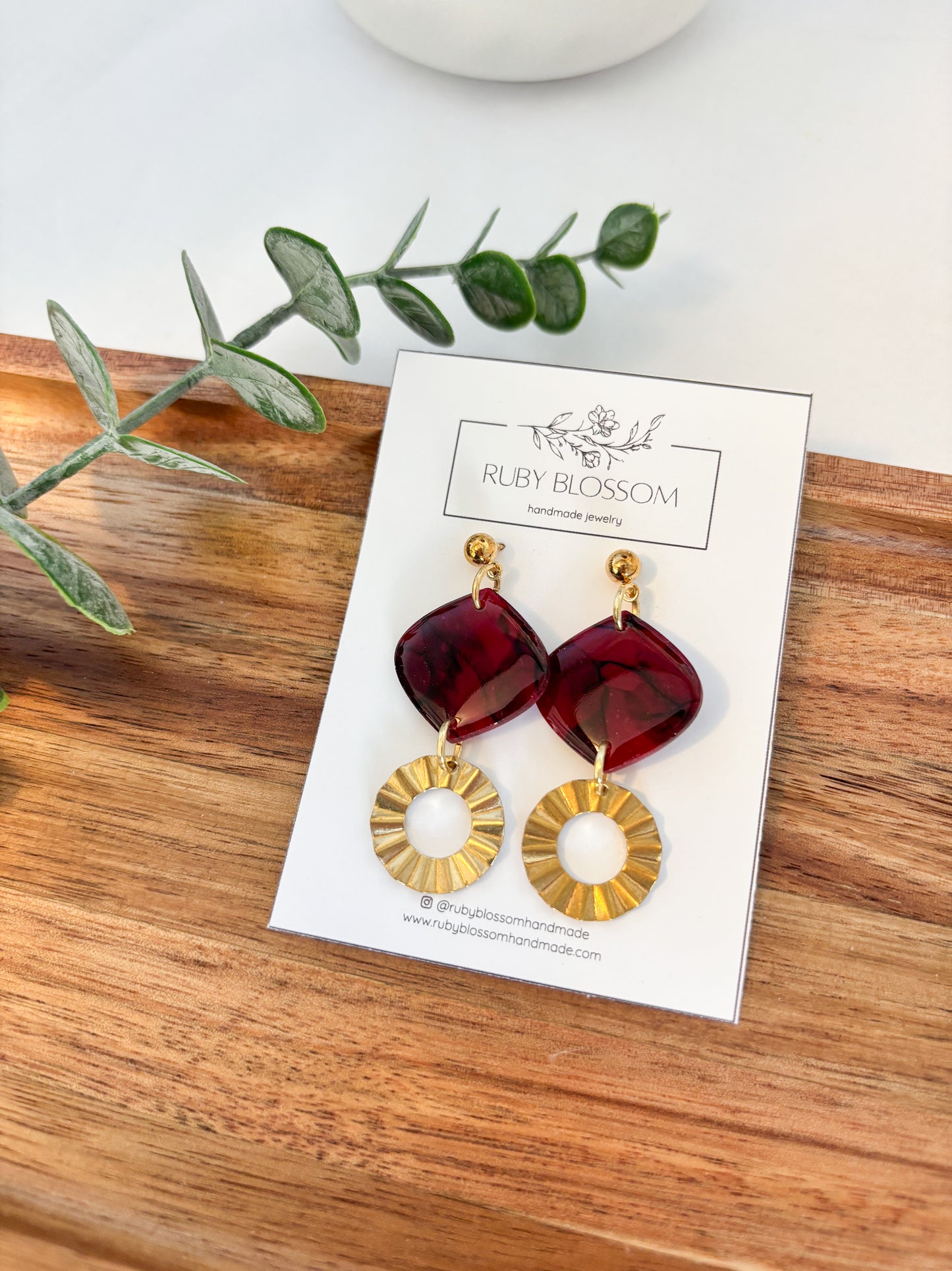 Large Ruby Modern Dangle