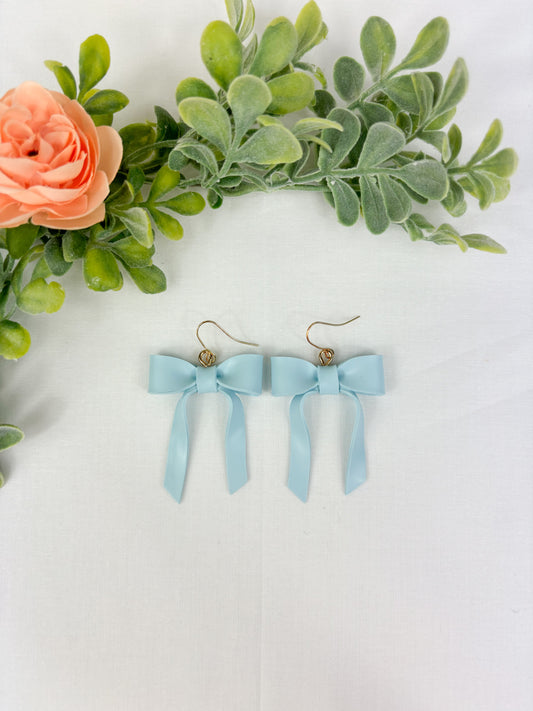 Baby blue bow dangles