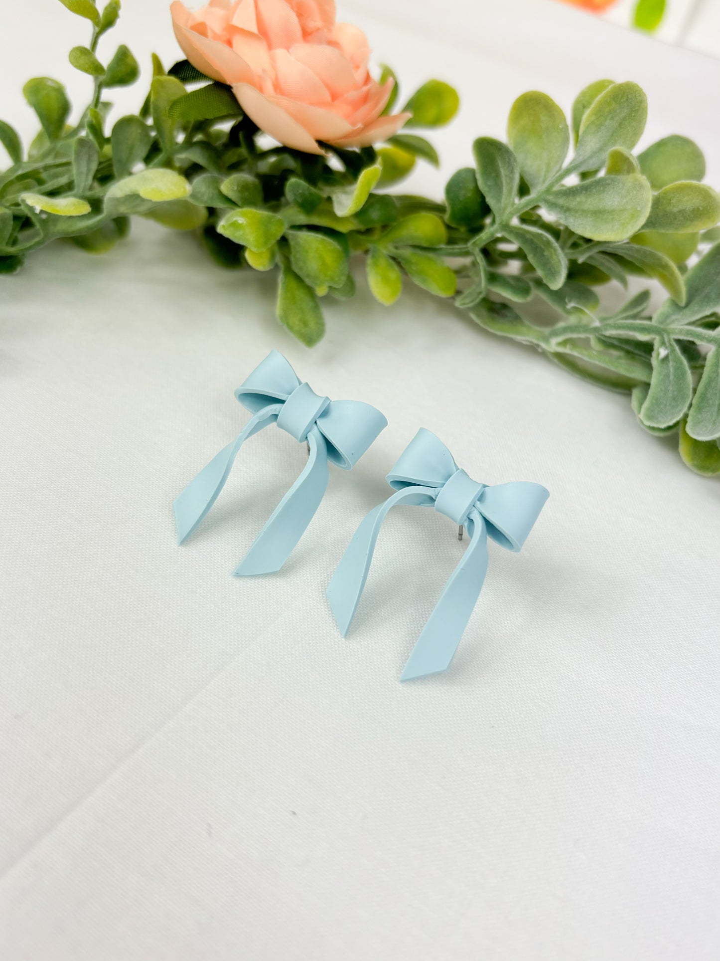 Baby Blue bow studs