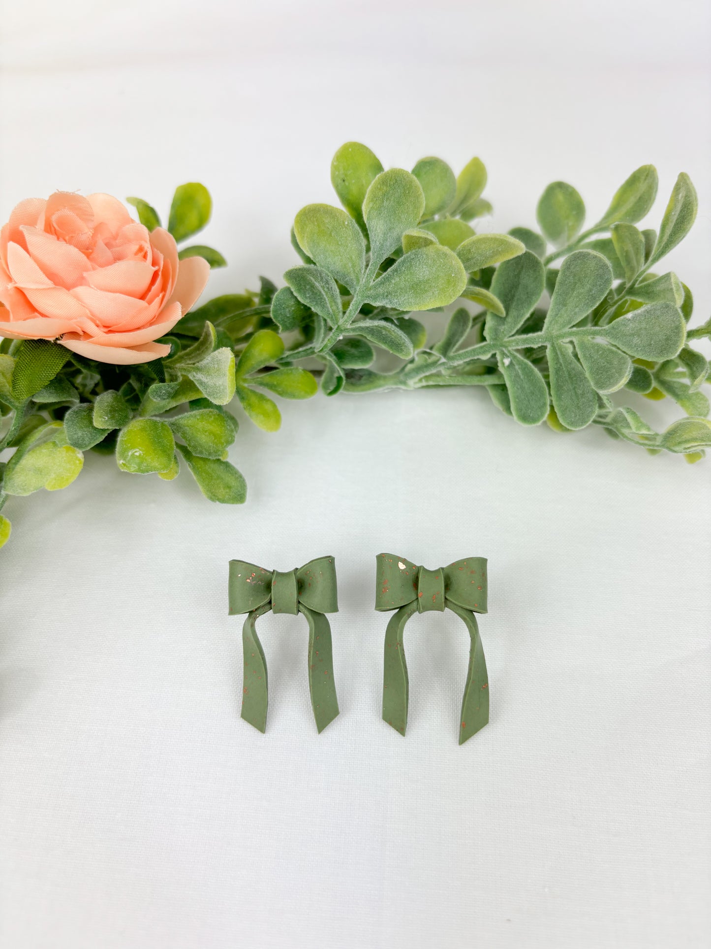 Olive Green bow studs